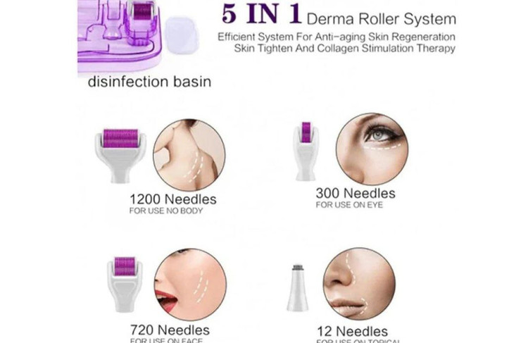 درمارولر تیتانیومی میکرونیدلینگ خانگی 5 کاره Derma Roller 5 in 1